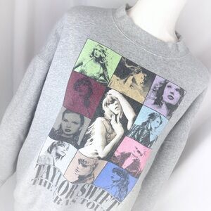 Taylor Swift Gray Multicolor Graphic Sweatshirt